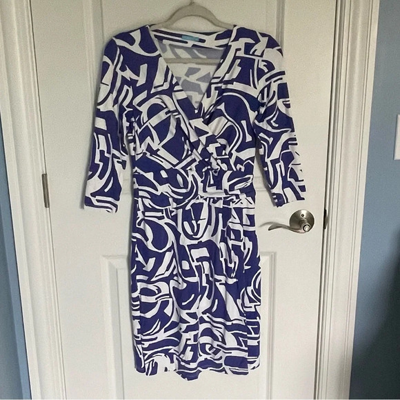 J. McLaughlin Catalina stretch faux wrap Dress 29457 - Picture 1 of 13